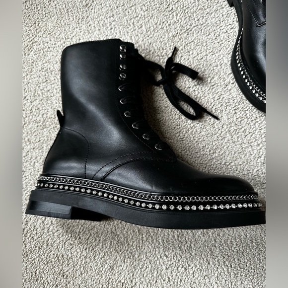 Vince Camuto Branda Black Leather Round Toe Lace Up Combat Boots Size 6.5 - Picture 8 of 11